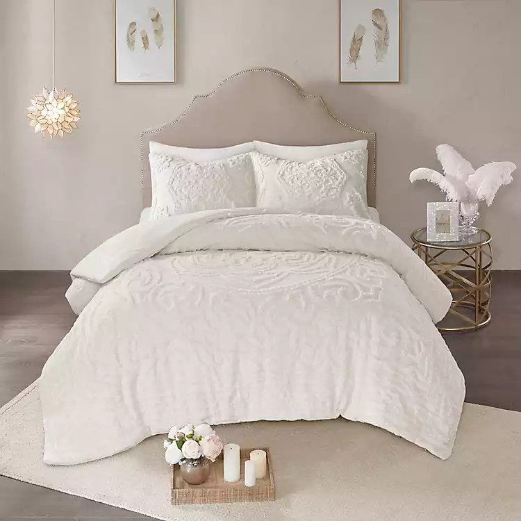 White Medallion Full/Queen 3-pc. Comforter Set | Kirkland's Home