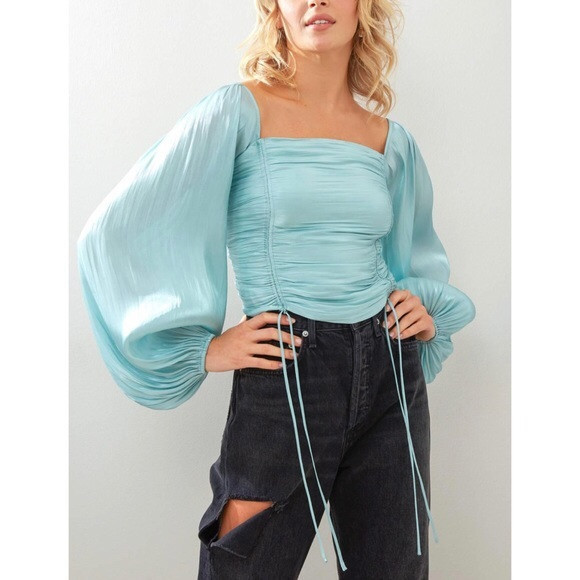 Line & Dot Peyton Puff Sleeve Ruched Top | Poshmark