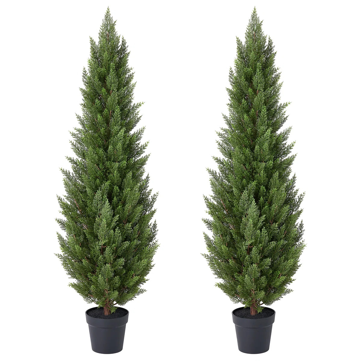 UV Resistant Artificial Cedar Tree With Real Wood Trunk, Tall Faux Cypress Topiary Outdoor Tree, ... | Wayfair North America