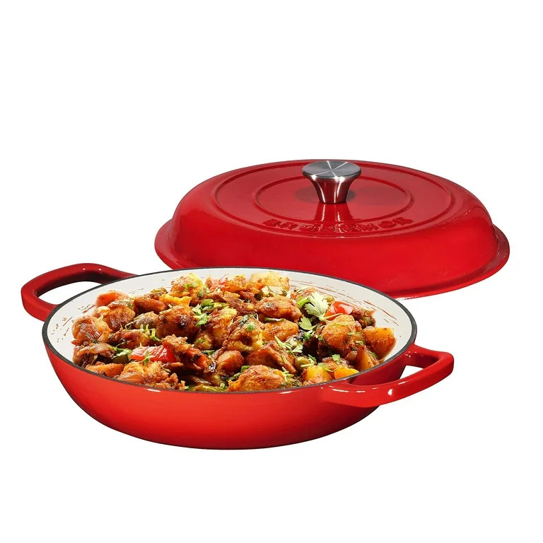 Bruntmor Enameled Nonstick Cast Iron Casserole Braiser Pan - 38-Quart Kitchen - Walmart.com | Walmart (US)