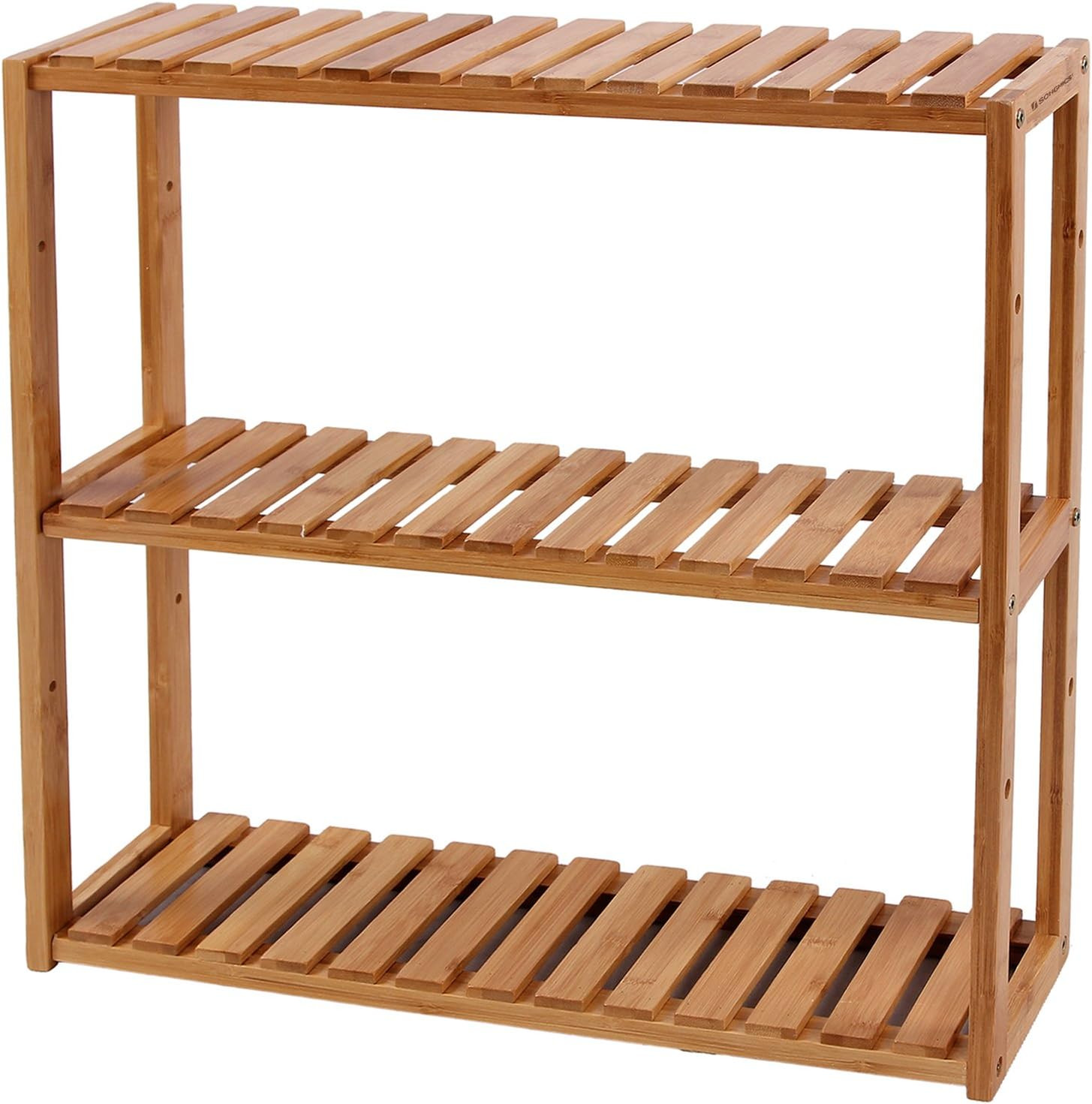 SONGMICS bamboo bathroom shelves, 3-Tier Adjustable Layer Rack, Bathroom Towel Shelf, Utility Sto... | Amazon (US)