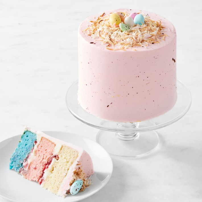 Easter Egg Three-Layer Vanilla Cake with Fresh Strawberries, Serves 8-10 | Williams-Sonoma