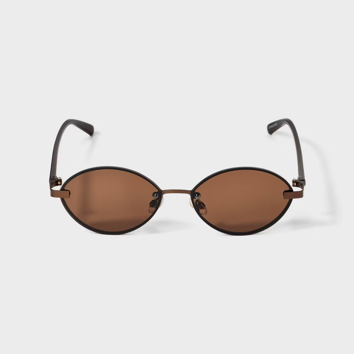 Womens Satin Plastic/Metal Oval Sunglasses - A New Day™ Brown | Target