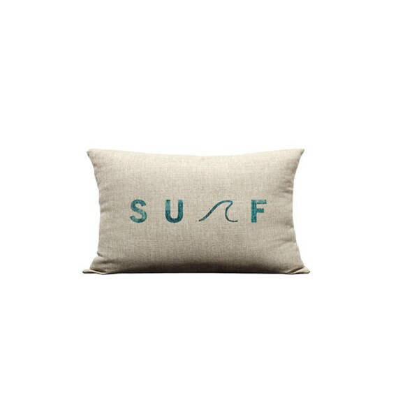 12x20in Surf with Wave Burlap Style Linen Double Sided Lumbar Pillow Cover | Etsy (US)