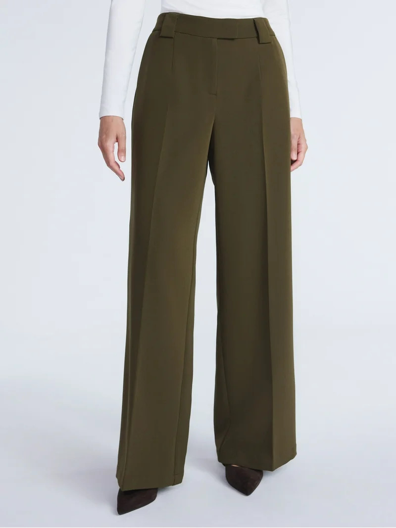 Scoop Women’s and Women's Plus Crepe Wide Leg Trousers, 32", 32.5", and 34" Inseams, Sizes 0-28 | Walmart (US)