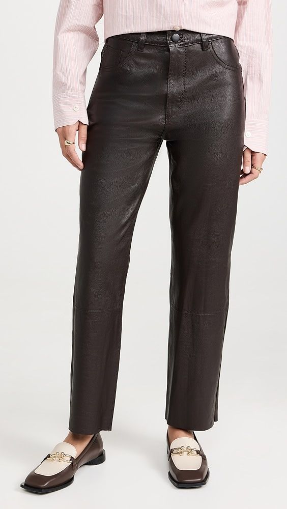 DL1961 Patti Straight High Rise Vintage Ankle Leather Pants | Shopbop | Shopbop