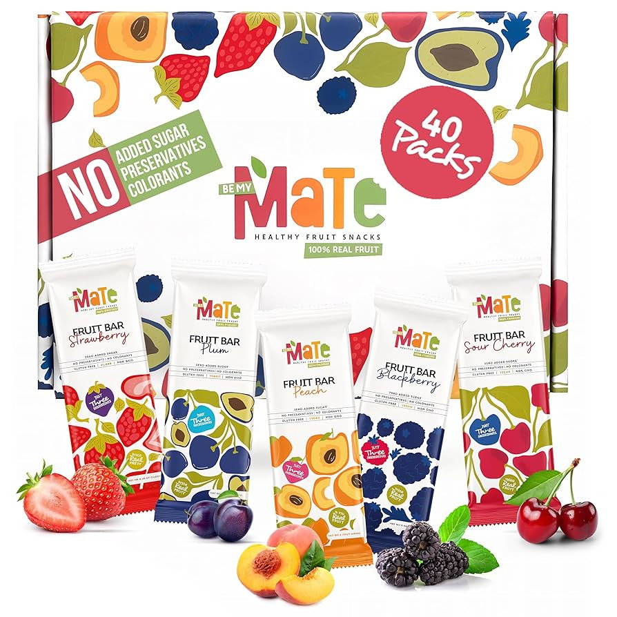 Mate Fruit Bars Variety Pack (40 Pack) - 100% Natural Real Fruit Snacks for Adults and Kids, Heal... | Amazon (US)