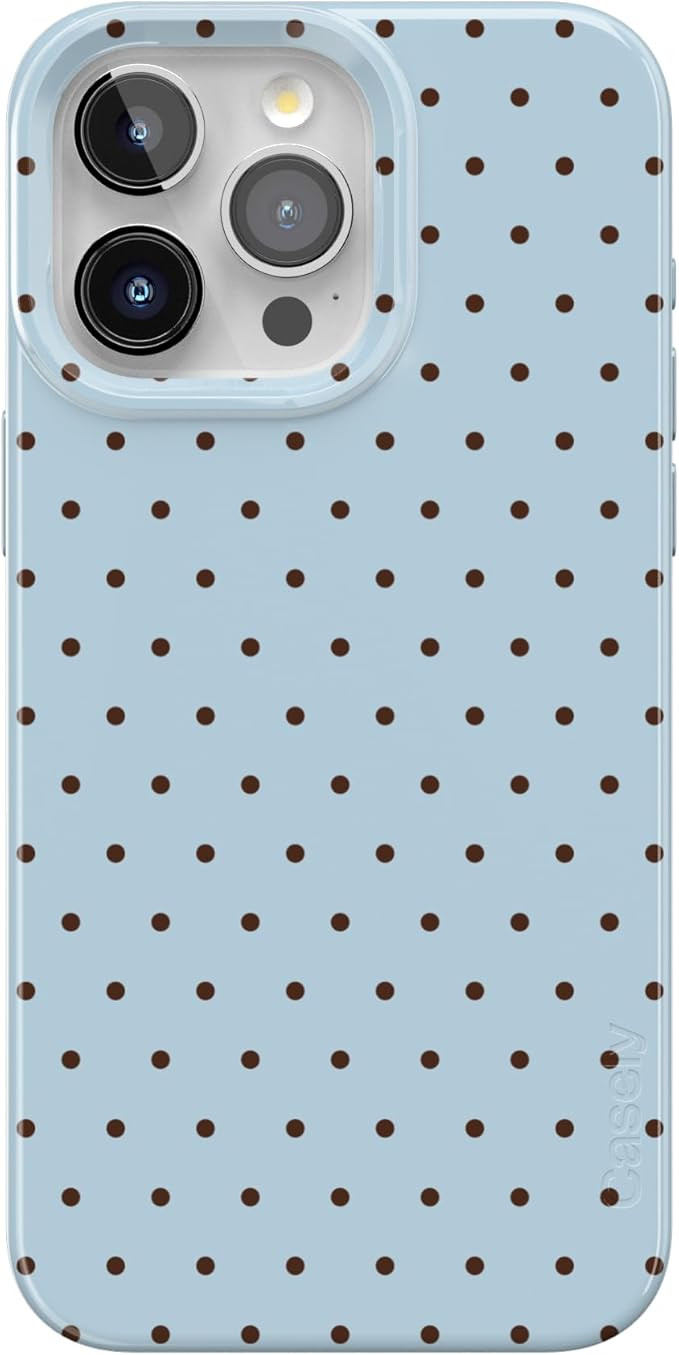 Casely iPhone 15 Pro Case | On the Dot | Blue & Brown Polka Dot | Compatible with MagSafe | Class... | Amazon (US)