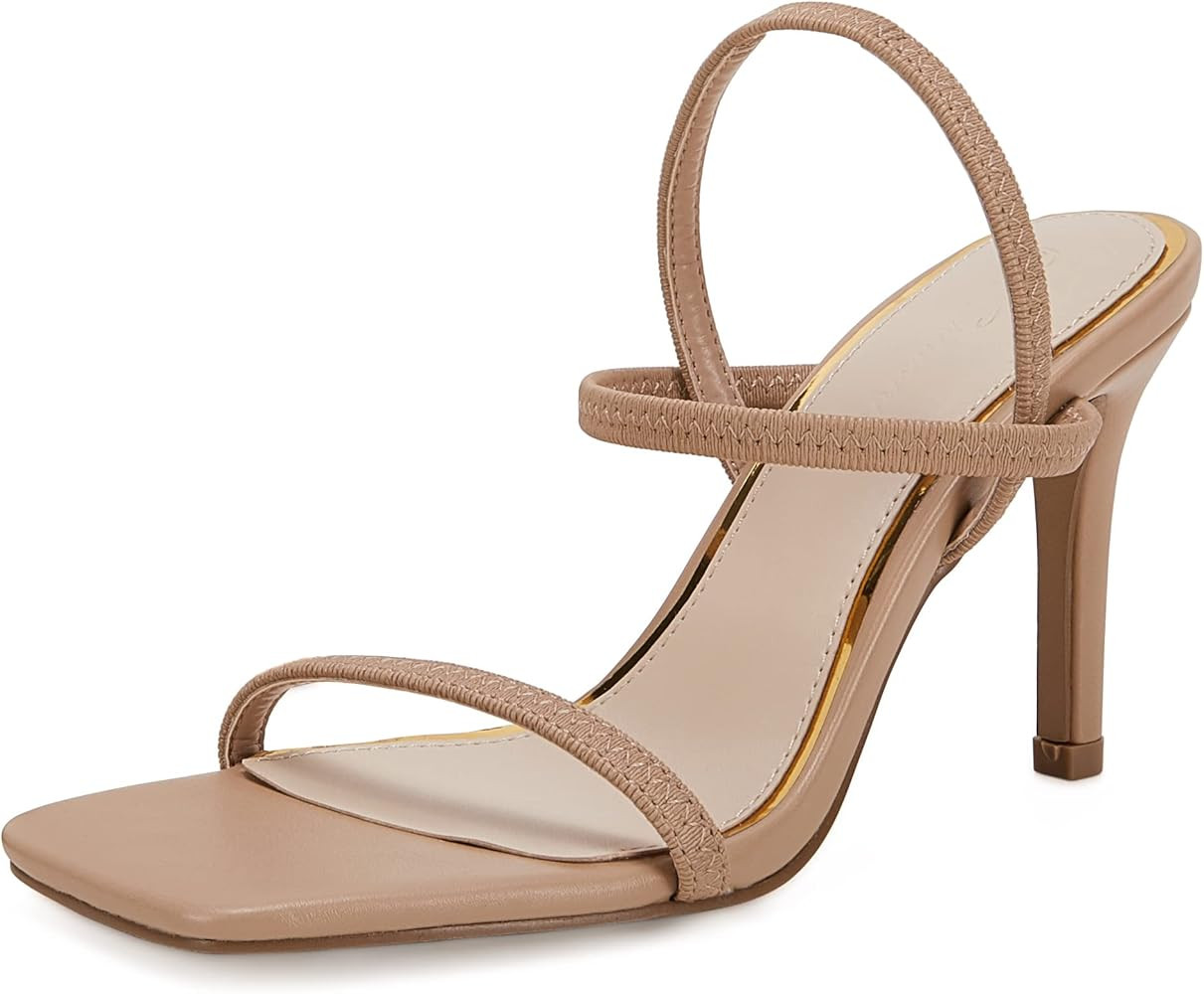 Ermonn Women's Square Toe Heeled Sandals Slip On Crisscross Strap Slingback Stiletto Heels Mules | Amazon (US)