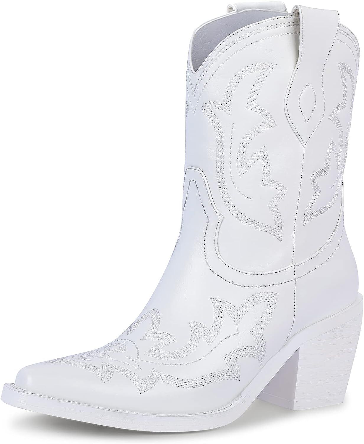 wetkiss Cowgirl Cowboy Western Boots for Women, with Block Heel, Pull-On Tabs and Classic Embroid... | Amazon (US)