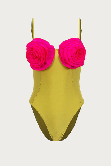 Rose One Piece (Green/Fuchsia) | SAME