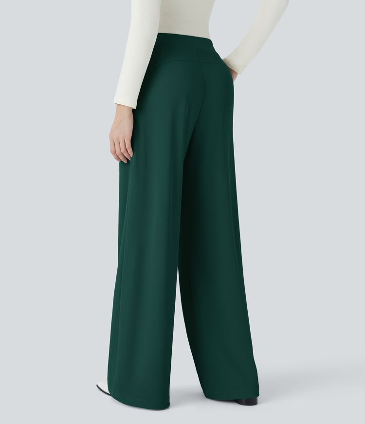 Women’s Halara Flex™ High Waisted Body Sculpt Waist-Slimming Side Pocket Wide Leg Micro Waffl... | HALARA