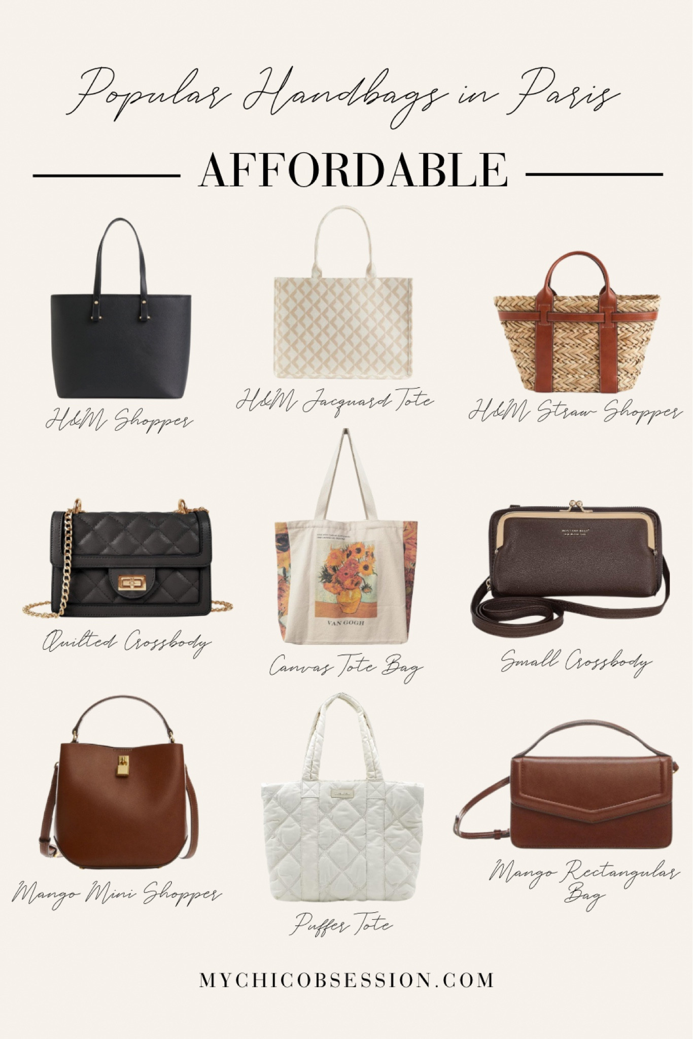 Wondering what the most popular bags in Paris are right now? Here’s a selection of 9 affordable bags for you to choose from: from the quilted shoulder bag to the canvas tote to mini shopper.

#LTKfindsunder100 #LTKitbag #LTKstyletip