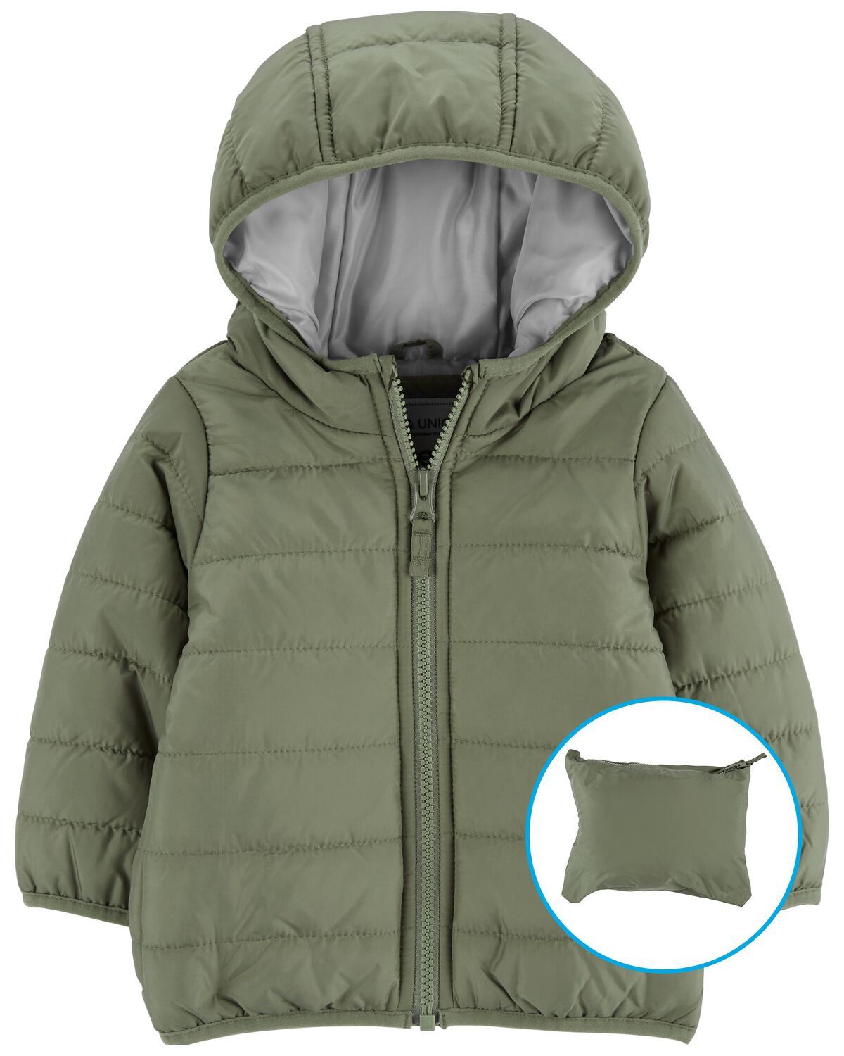 Olive/Grey Toddler Packable Puffer Jacket | carters.com | Carter's