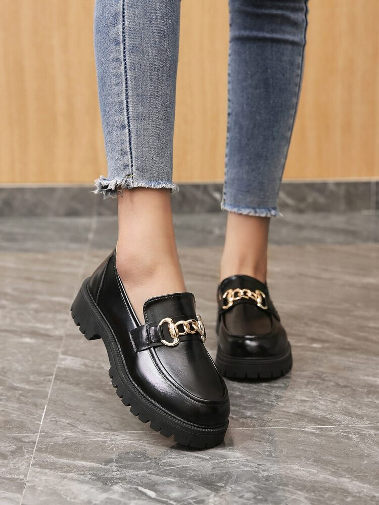 Minimalist Chain Decor Loafers | SHEIN