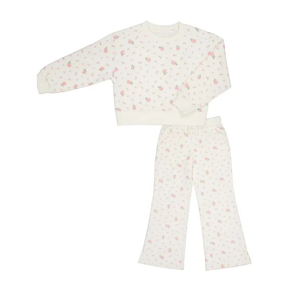 Wonder Nation Girls Fleece Crewneck & Pant Set, 2-Piece, Sizes 4-18 & Plus | Walmart (US)