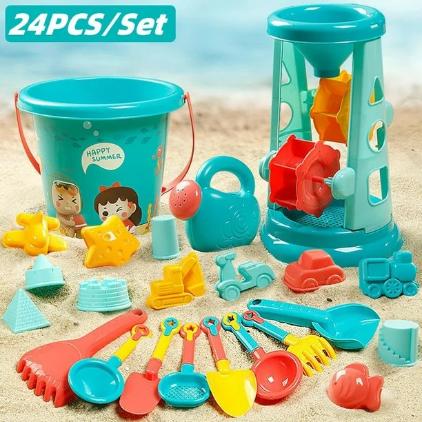Beach Toys 23 PCS Sand Toys Set for Kids, Sand Water Wheel, Beach Molds, Beach Bucket Beach Shove... | Walmart (US)