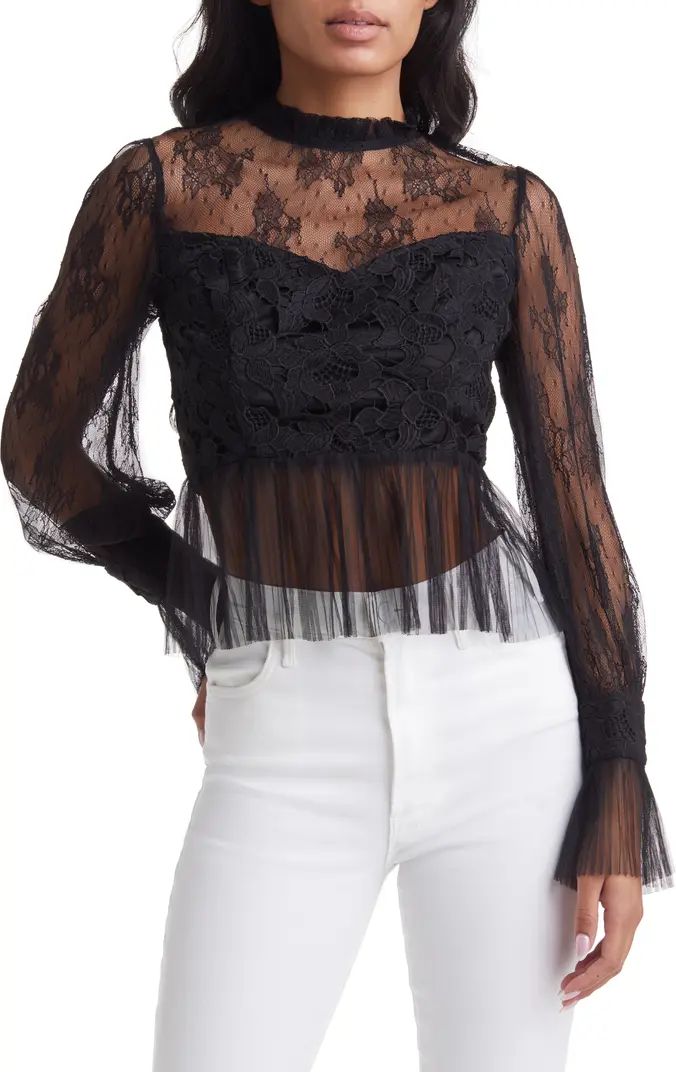 VICI Collection Pleated Lace Peplum Blouse | Nordstrom | Nordstrom