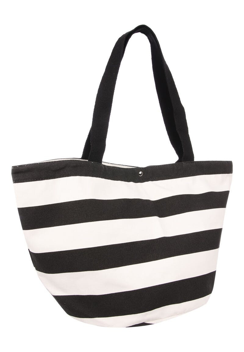 Womens Black and White Stripe Beach Bag | Peacocks
