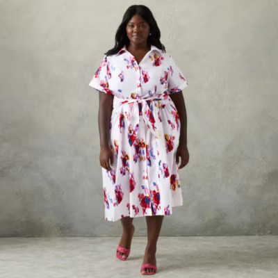 new!Prabal Gurung for JCPenney Short Sleeve Floral Shirt Dress Plus | JCPenney