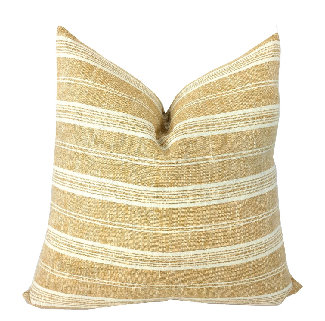 Mustard Boho Pillow Cover | Linen | Farmhouse | Vintage Style | Same Fabric Both Sides | Bohemian... | Etsy (US)