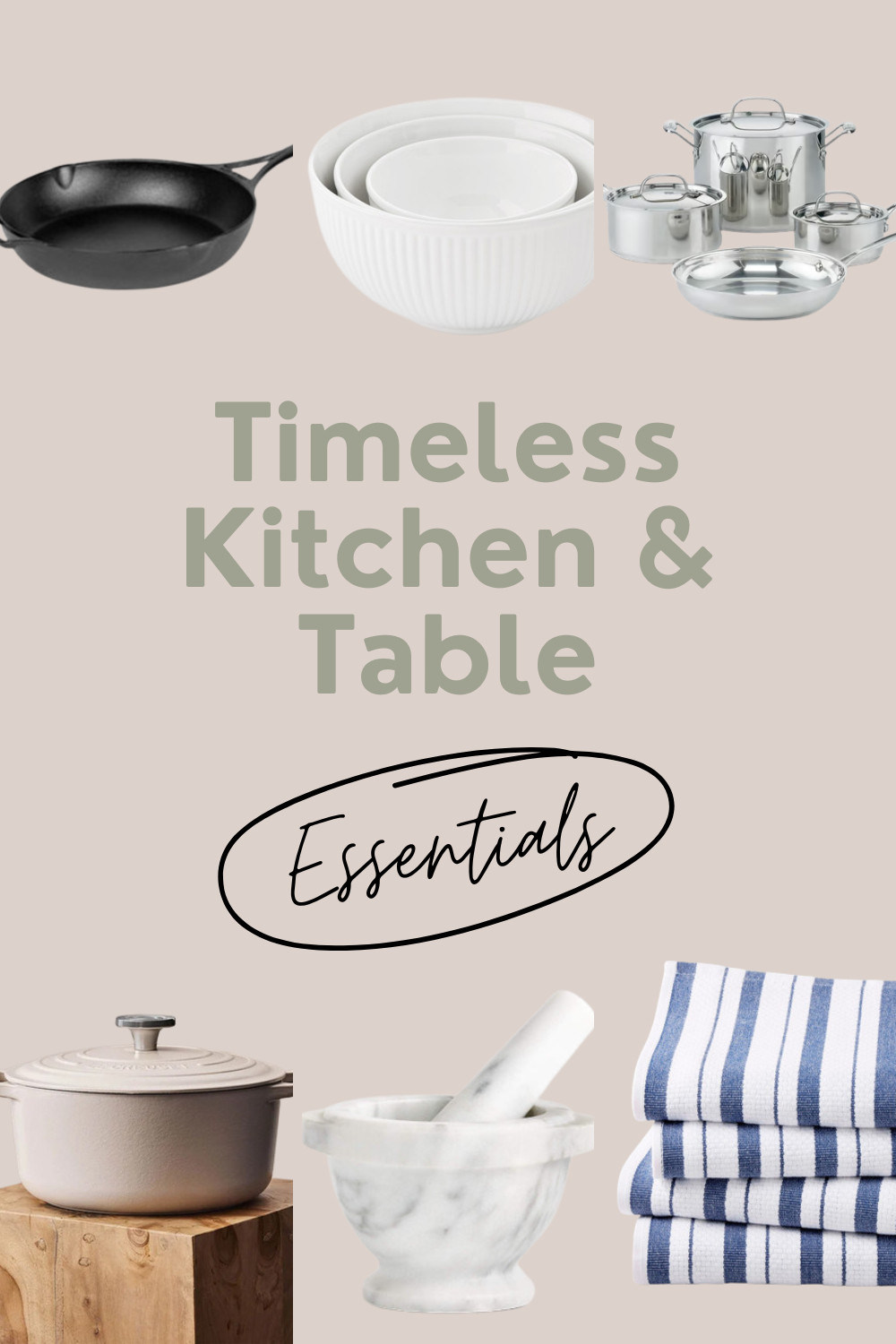 The kitchen pieces worth keeping are often the simplest ones. Cast iron, stainless steel, classic white bakeware, natural stone, and hardworking linens are beautiful, useful, and made for everyday life. I’ve collected my favorite timeless Kitchen & Table essentials to use for years to come.
 

 #LTKHome