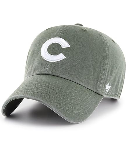 47 Brand MLB Moss Green Primary Logo Clean Up Adjustable Strap Baseball Cap Hat, Adult One Size Fits All - Chicago Cubs Moss Green | Amazon (US)