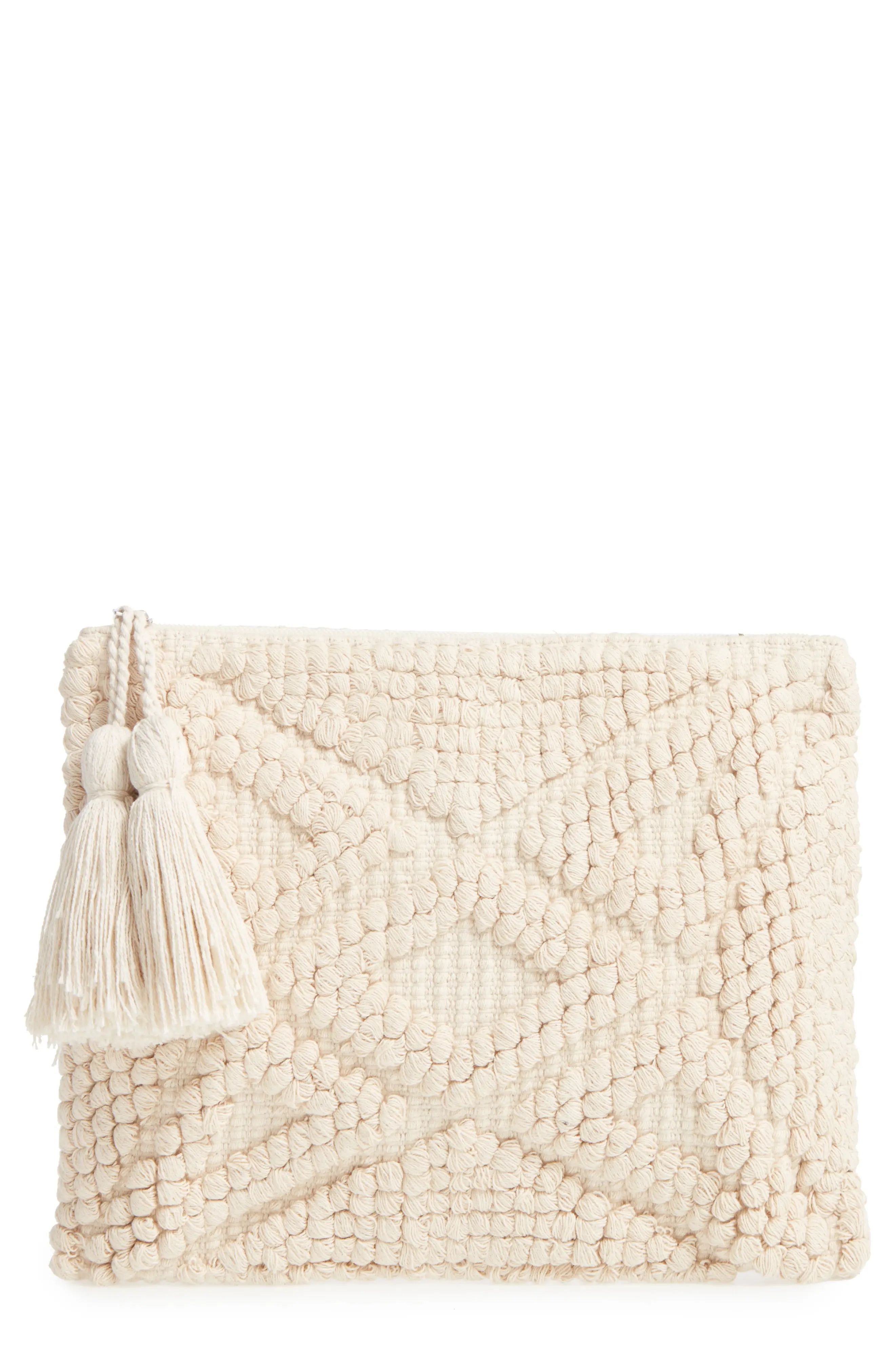 Palisades Tasseled Woven Clutch | Nordstrom