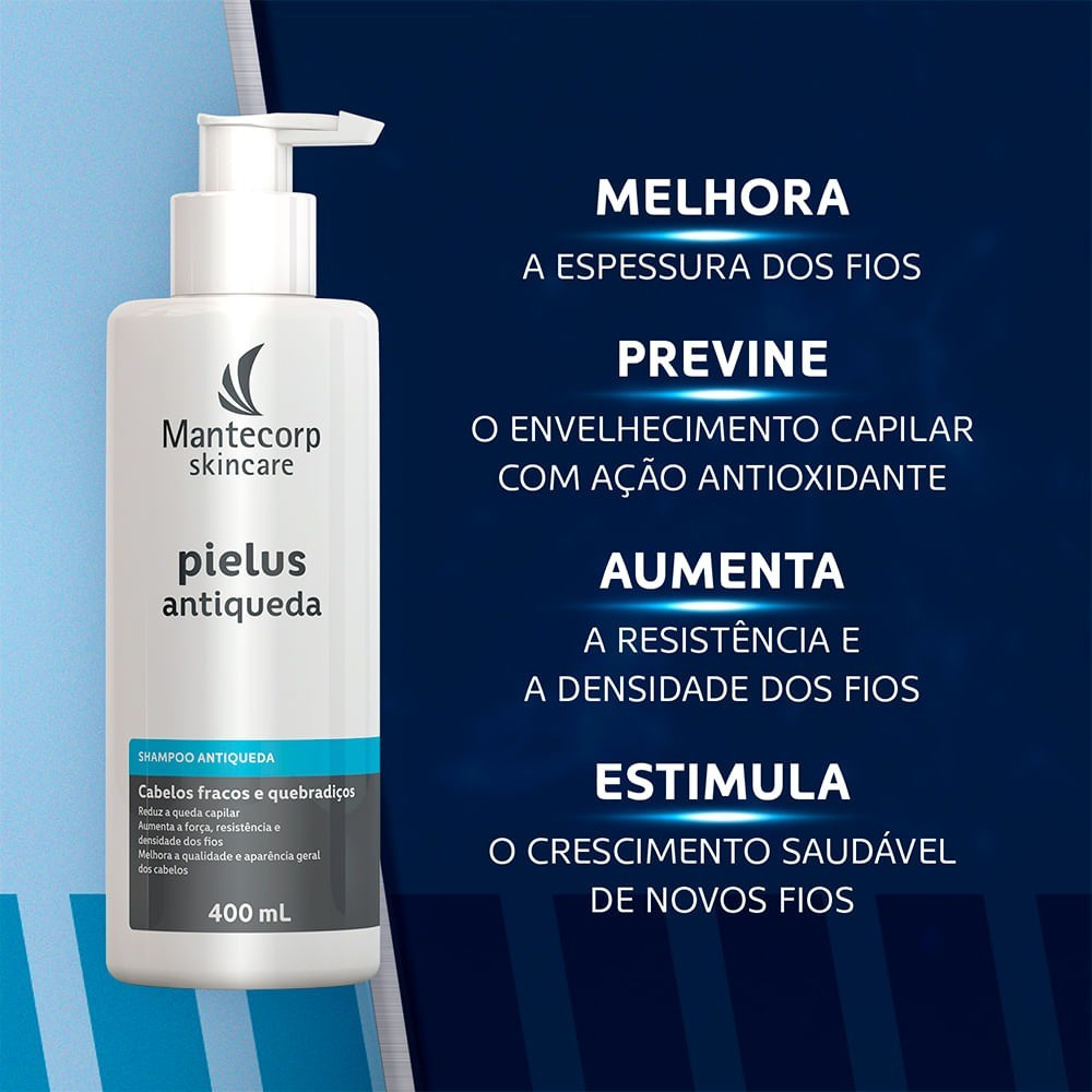 shampoo Antiqueda Mantecorp Pielus age naredução da queda capilar e restaura a força,resistência e densidade dos cabelosminimizando a quebra dos fios. Seu complexode ativos antiqueda nanoencapsuladoaumenta a produção de energia no bulbocapilar, estimula o crescimento de novos fios emelhora a aparência geral dos cabelos

#LTKbrasil