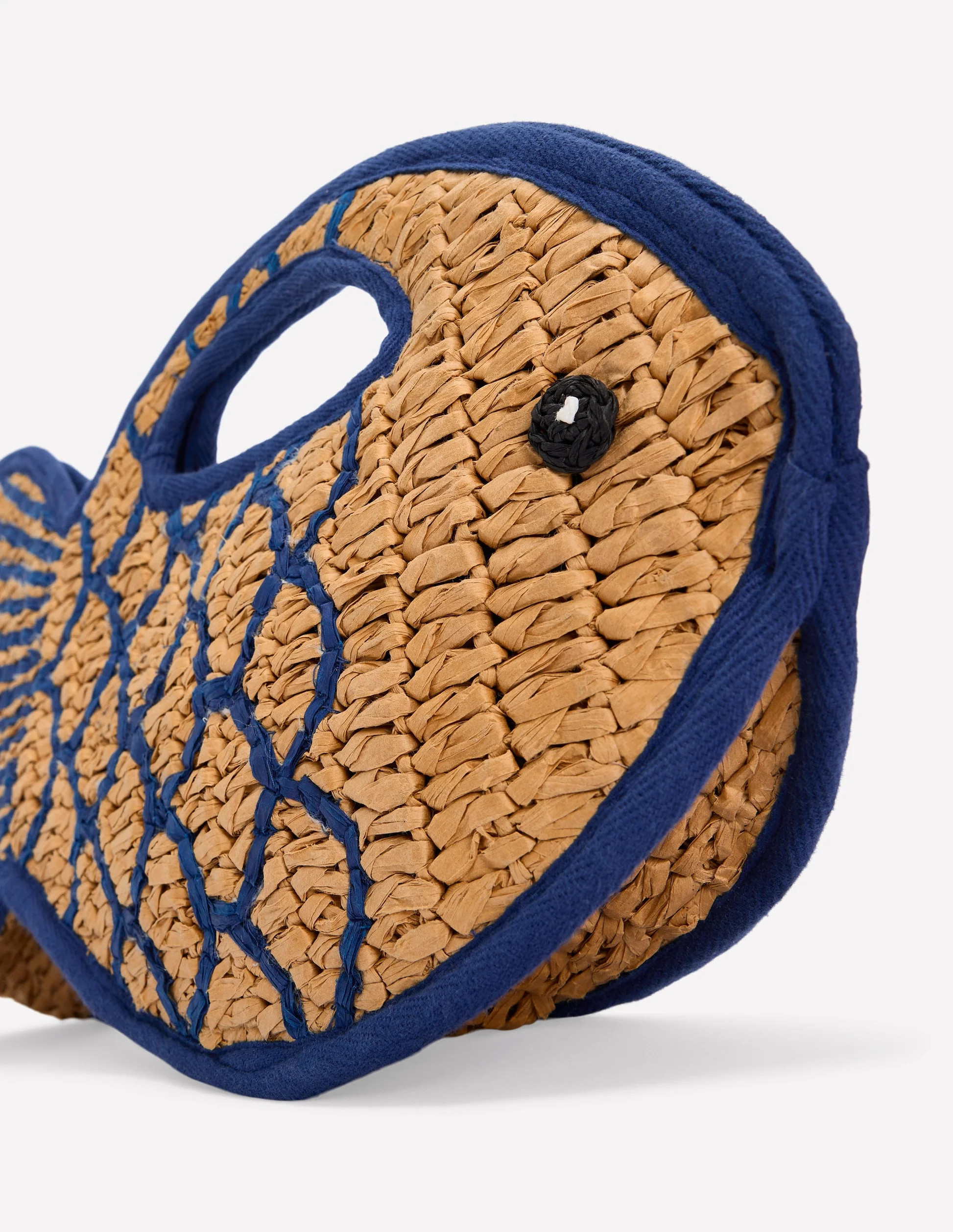 Novelty Fish Clutch-Natural/Bright Blue | Boden (US)