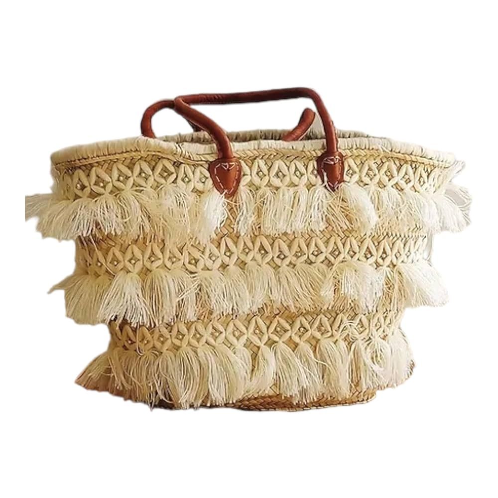 Wicker - basket Bohemian beach basket-Women's straw basket - large palm leaf tote bag | Amazon (US)
