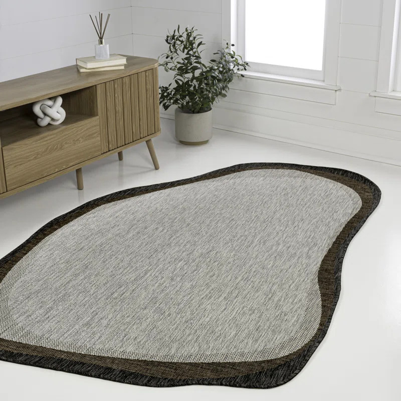 Oneva Modern Rustic Abstract Gray/Black Indoor/Outdoor Rug | Wayfair North America