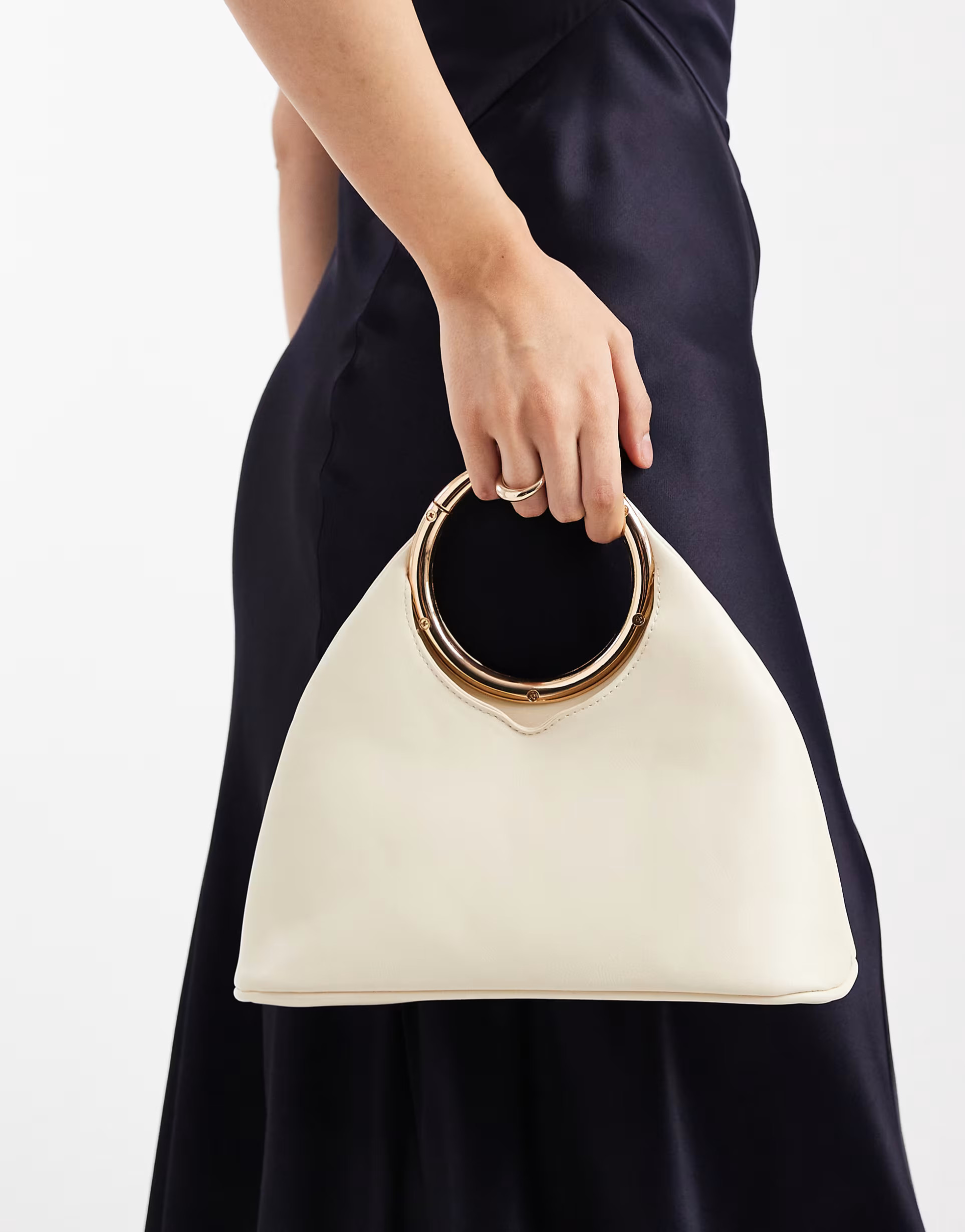 Glamorous purse with gold-tone metal handle in cream | ASOS (Global)