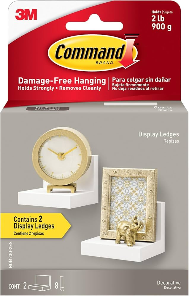 Command Display Ledges, Holds up to 2 lb, Quartz, 2 Ledges with 8 Medium Strips, Damage-Free Hang... | Amazon (US)