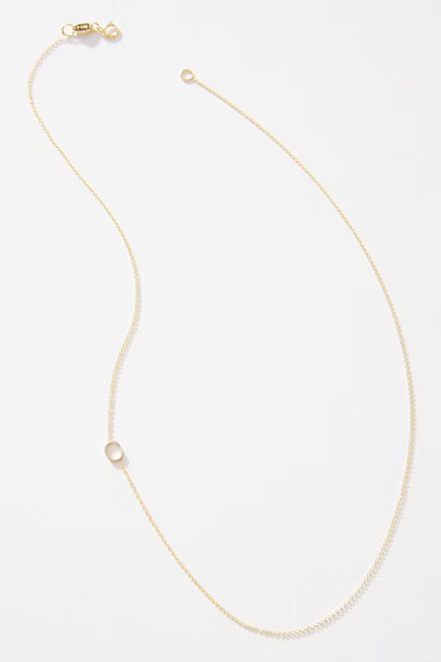 Maya Brenner 14K Gold Asymmetrical Monogram Necklace | Anthropologie (US)