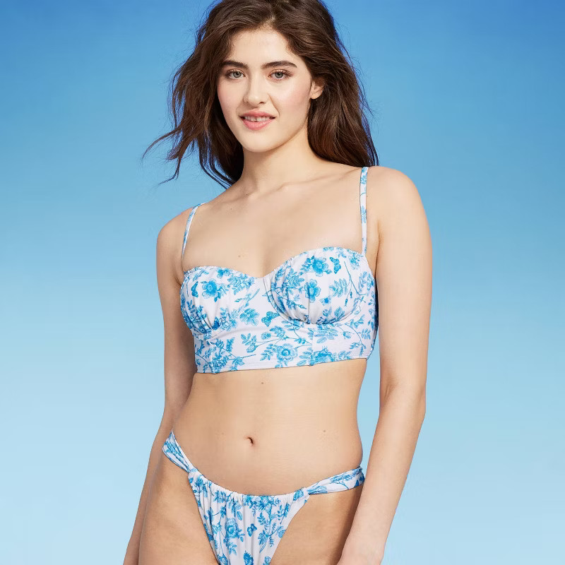 Women's Corset Longline Bikini Top - Wild Fable™ Cream | Target