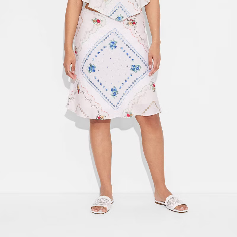 Women's Scarf Midi A-Line Skirt - Wild Fable™ White Floral | Target