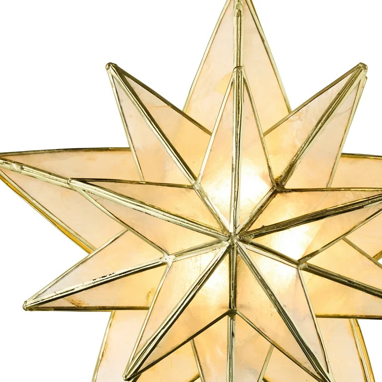 Light-Up LED Gold Capiz Star Christmas Tree Topper, by Holiday Time | Walmart (US)