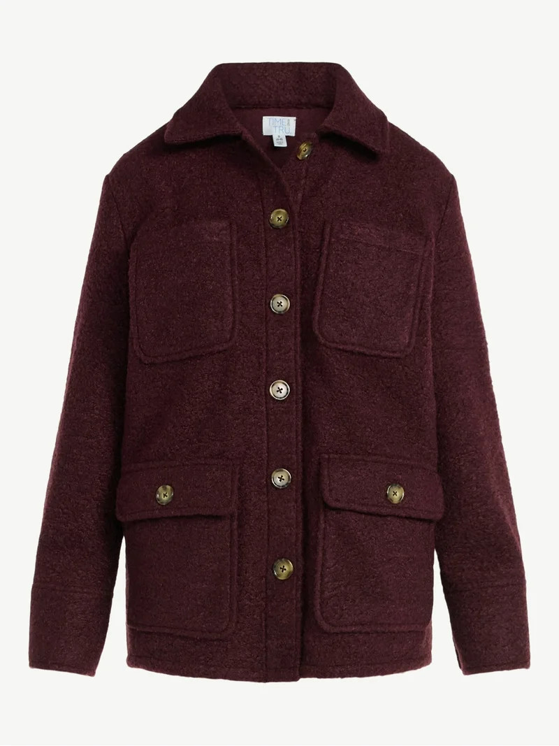 Time and Tru Women's Boucle Utility Shacket, Midweight, Sizes XS-XXXL | Walmart (US)