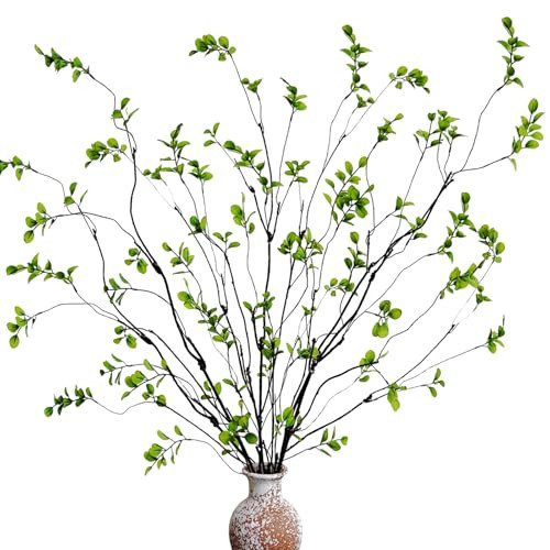 Cherica 8 Pcs Artificial Ficus Branches Faux Eucalyptus Stems, 47.2 Inch Fake Greenery Stems Artificial Plants for Vase Filler Decoration, Fake Leaves Branches Centerpieces Decor. | Amazon (US)