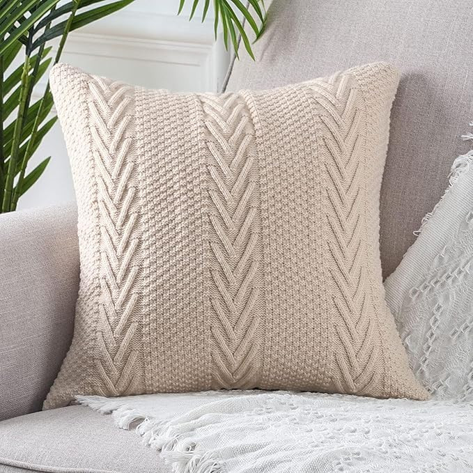Cotton Knitted Decorative Throw Pillow Covers Soft Cozy Outdoor Cushion Cases Luxury Modern Pillo... | Amazon (US)