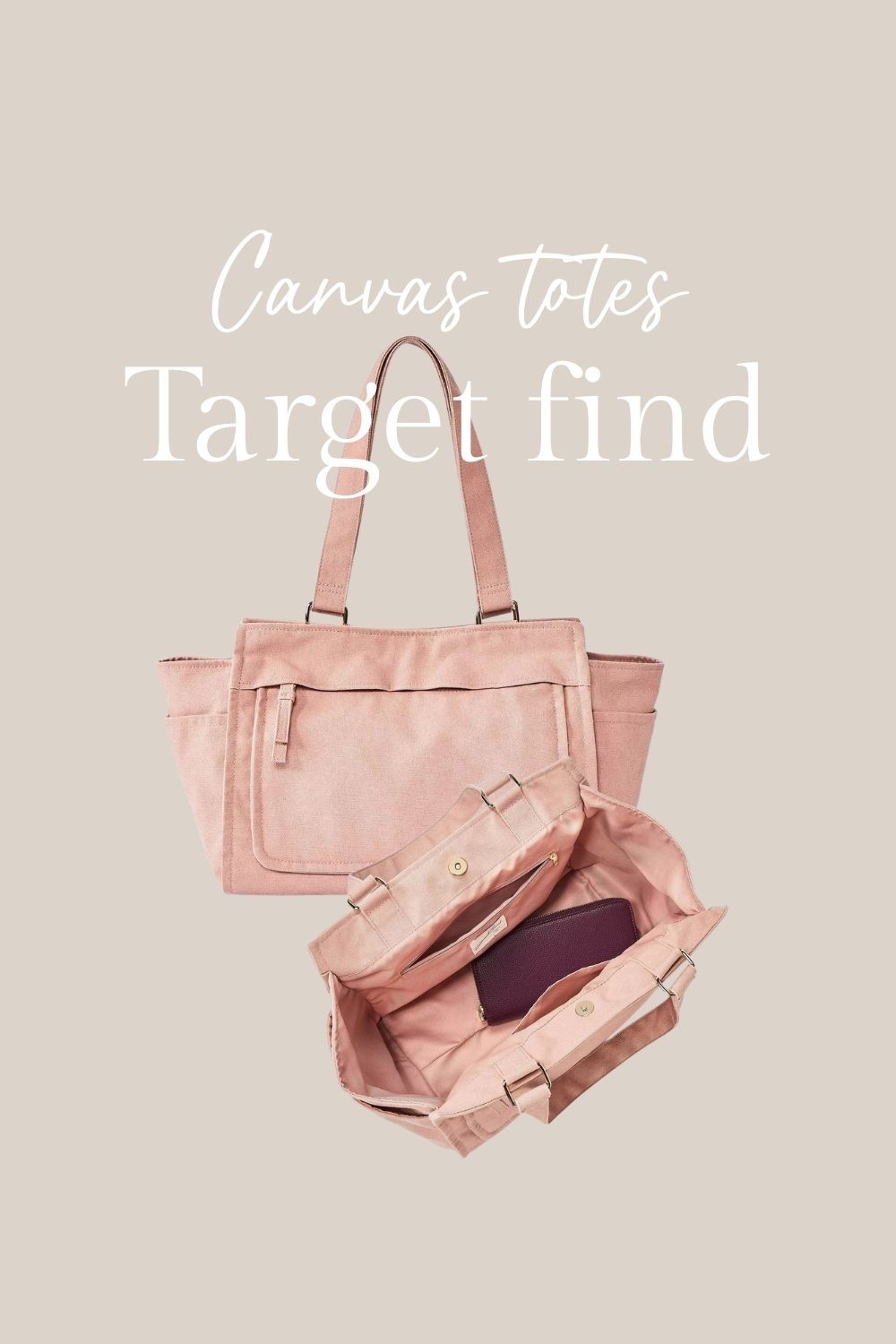 New canvas tote bags at Target! They come in three colors.