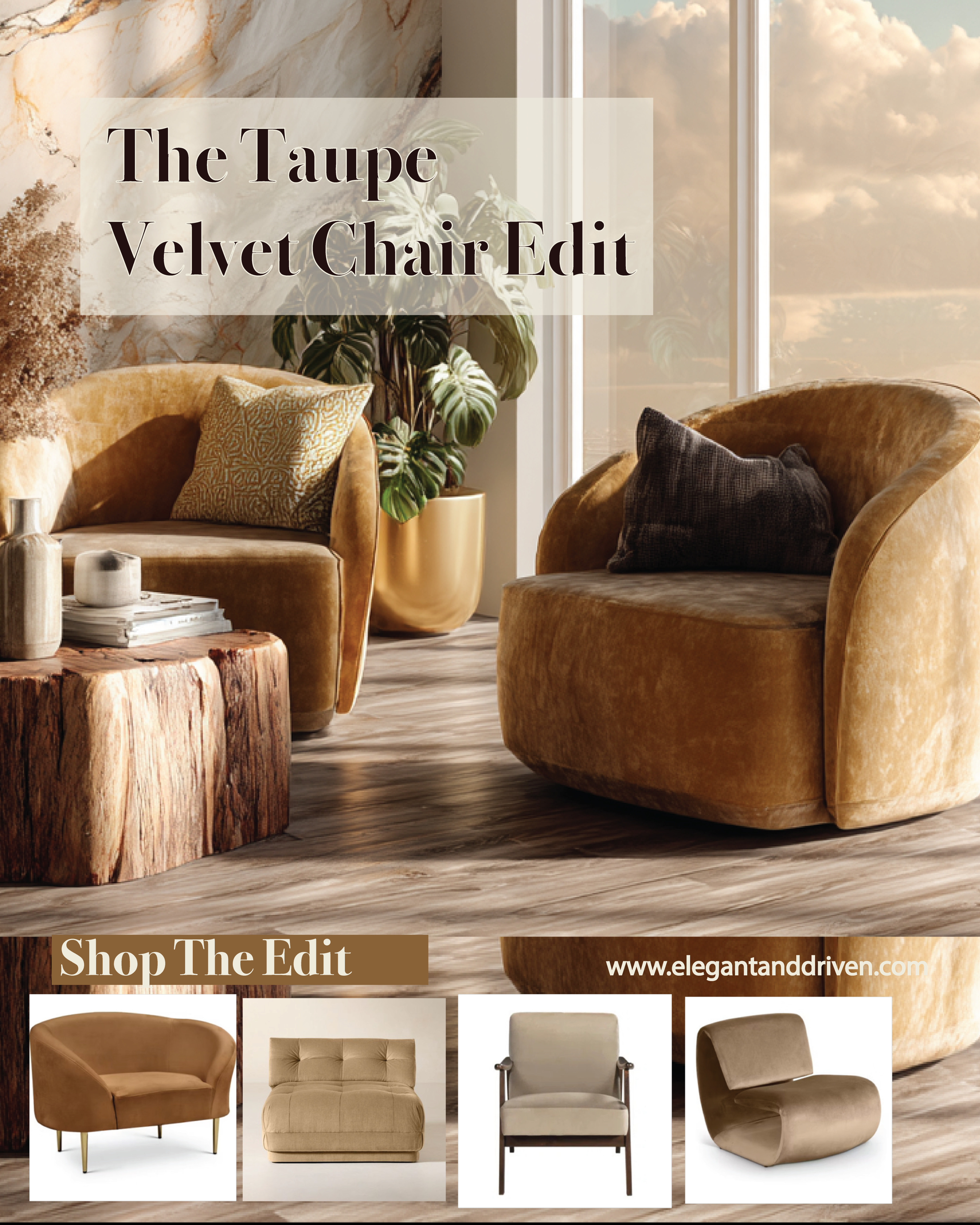 Warm sophistication in its most inviting form. Taupe velvet softens a room with quiet charm and effortless grace.

🛋️ Shop The Edit:
Earthy, elegant seating that pairs beautifully with natural woods and warm metals.
#TaupeDecor #VelvetChair #HomeDesign #WarmInteriors #LuxuryHome #CozyChic 

 #LTKHome