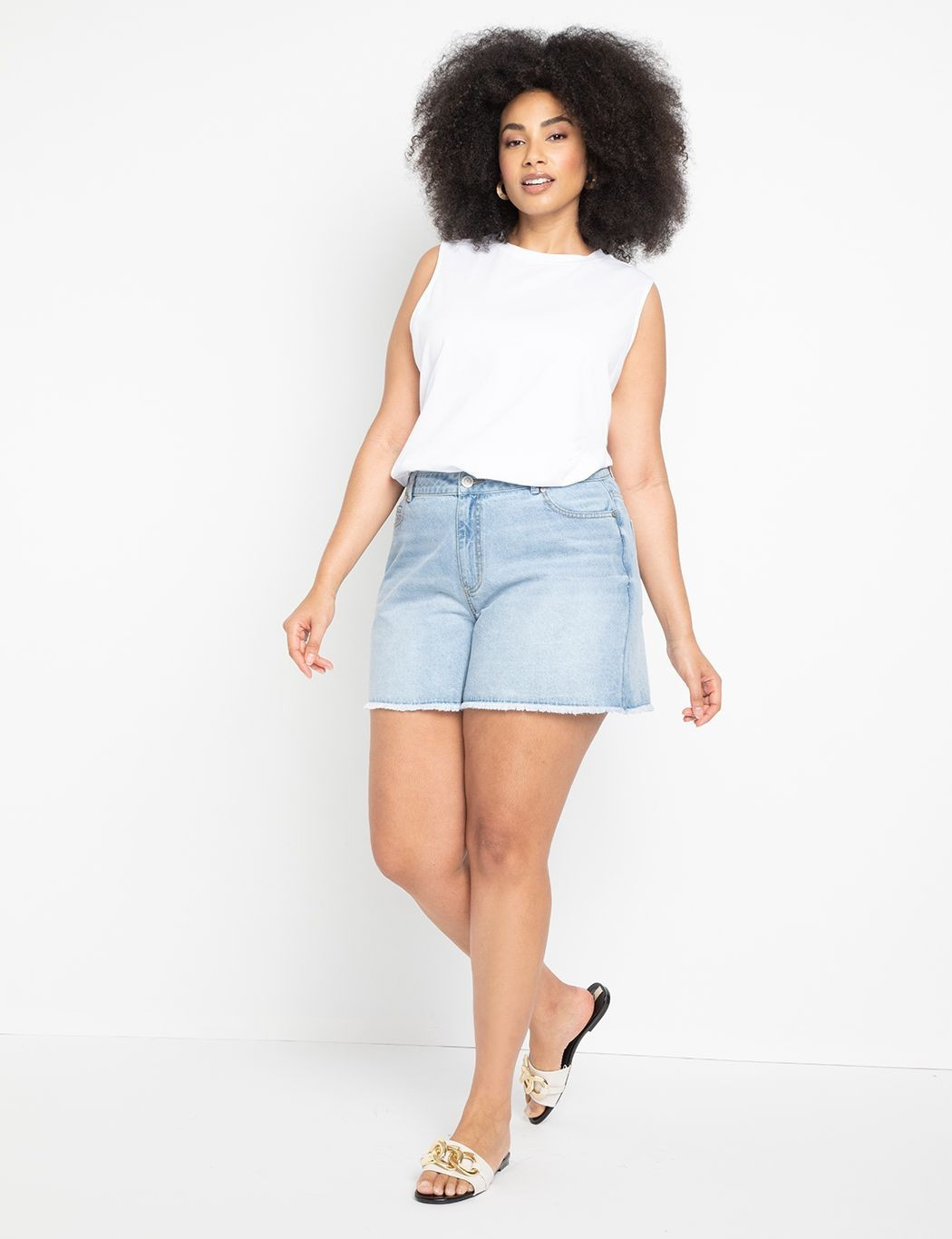Mom Jean Shorts | Women's Plus Size Pants | ELOQUII | Eloquii