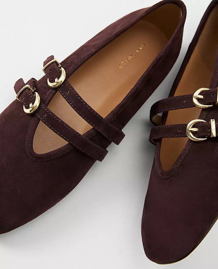 Buckled Suede Ballet Flat | Ann Taylor