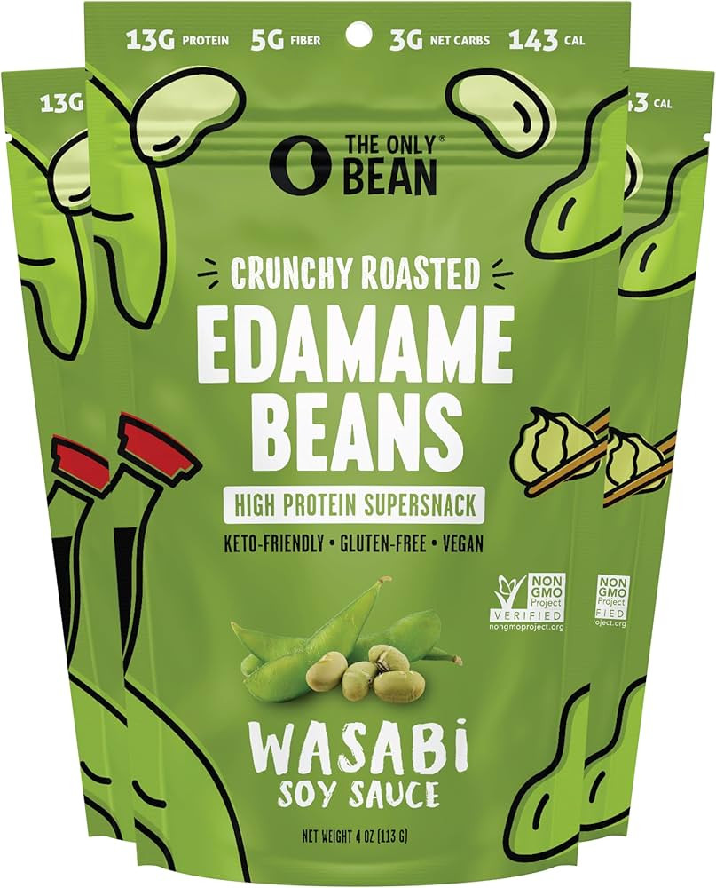 The Only Bean Edamame Dry Roasted Edamame Beans Snack (Wasabi Soy Sauce), Wasabi Peas Alternative... | Amazon (US)