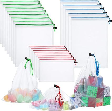 Toy Storage Organization Mesh Bags 20 Pieces Mesh Organizer Bags Washable Reusable Mesh Produce B... | Amazon (US)