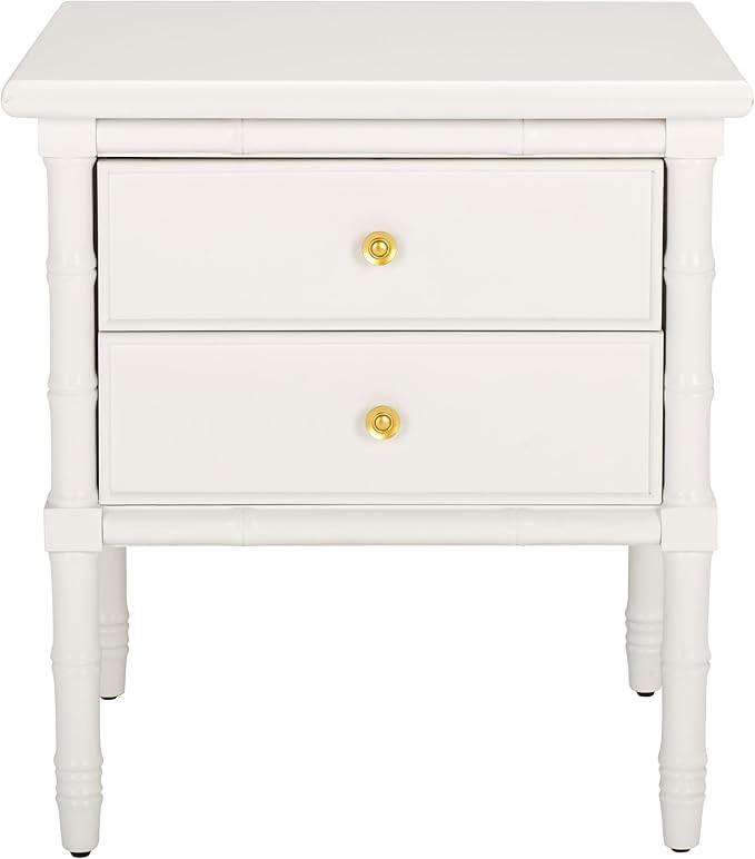 Safavieh Home Collection Mina Modern Coastal 2 Drawer 25" Bamboo Nightstand, White | Amazon (US)