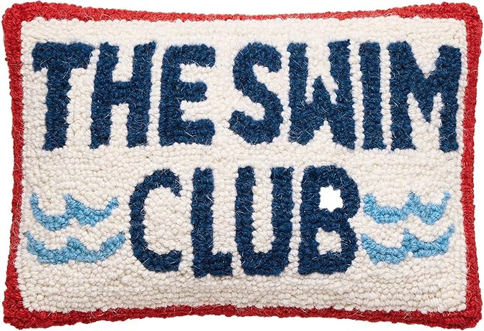 Amazon.com: Peking Handicraft The Swim Club Hooked Throw Pillow, 1 Piece, 12 Inches, Ivory, Navy,... | Amazon (US)