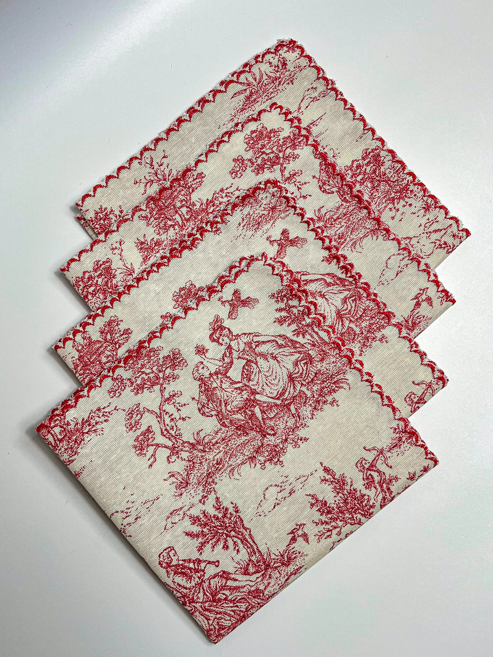 Red Toile Napkin Set, Cloth Napkins, RedTable linen, Cocktail Napkins, Cotton Table Napkin | Etsy (US)